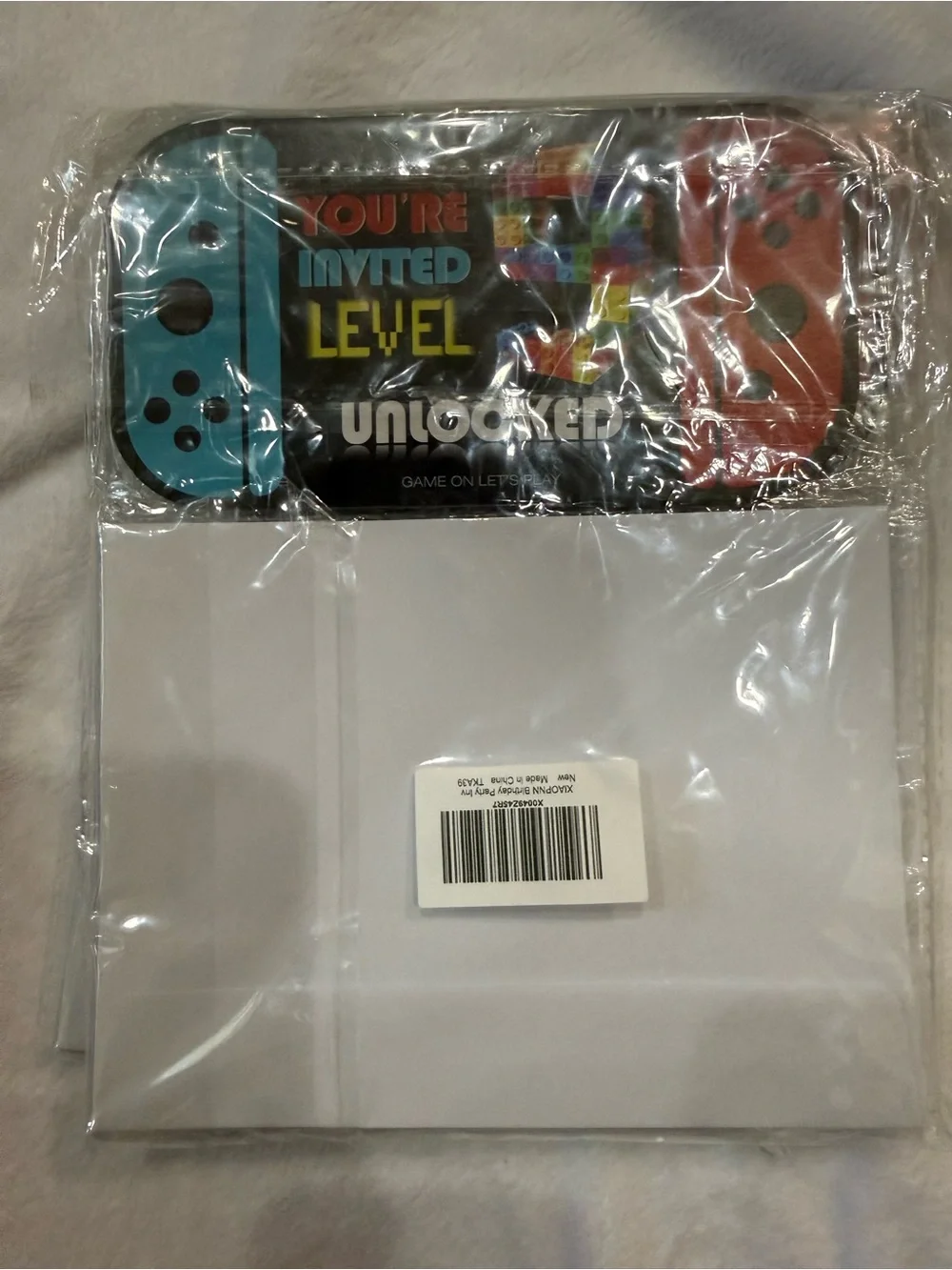 Unlabeled You're a Level Up Game-Themed Party Invitation Cards - Blue & Red
